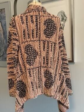 Pink and Black Cardigan Heart Asymmetrical Sweater ZINGA New with Tags